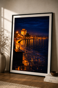 Thessaloniki by Night cinematic poster in a modern interior frame – Morphē Studio wall art print

