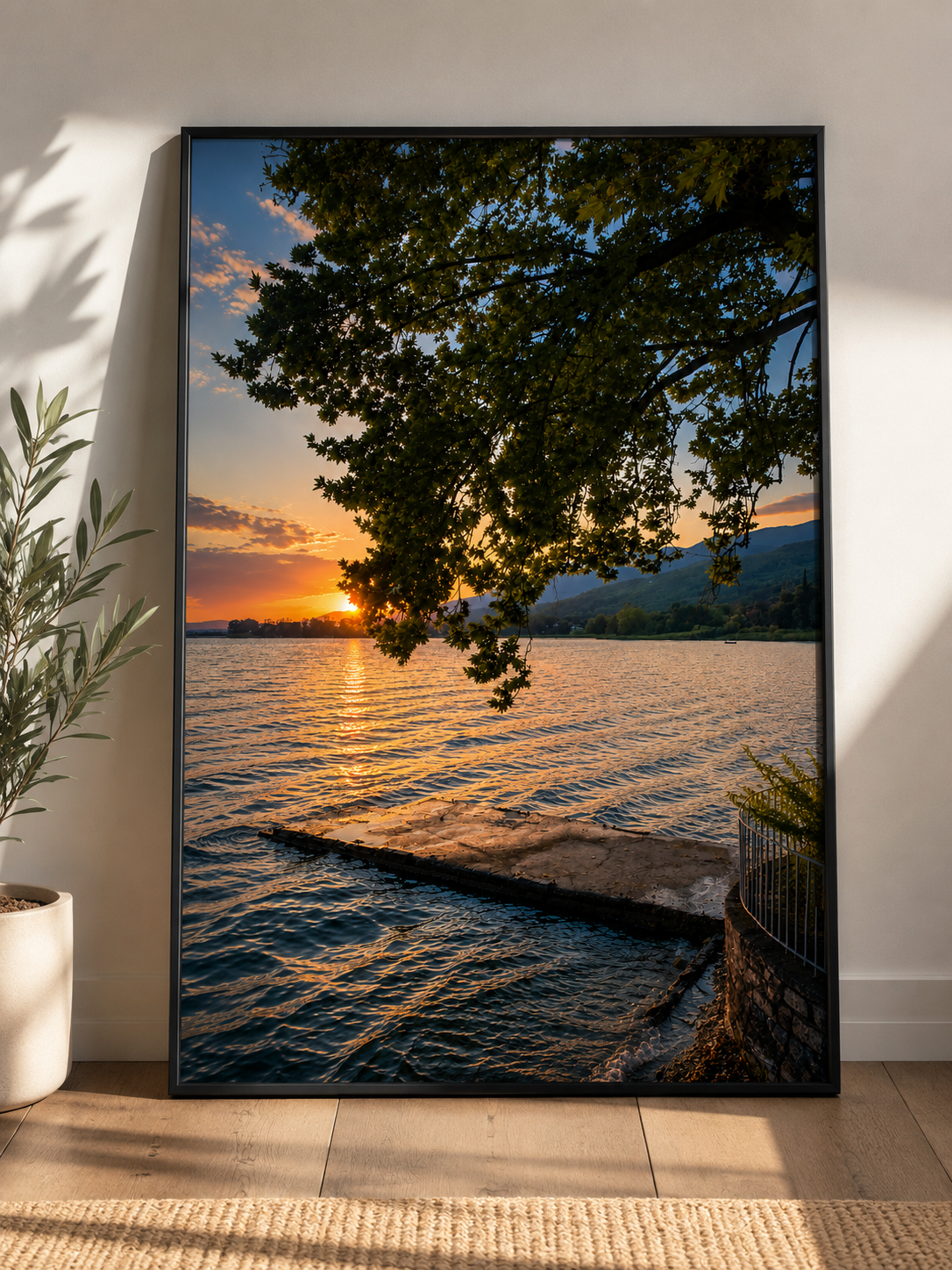Tranquility at Lake Trichonida cinematic poster in a modern interior frame – Morphē Studio wall art print