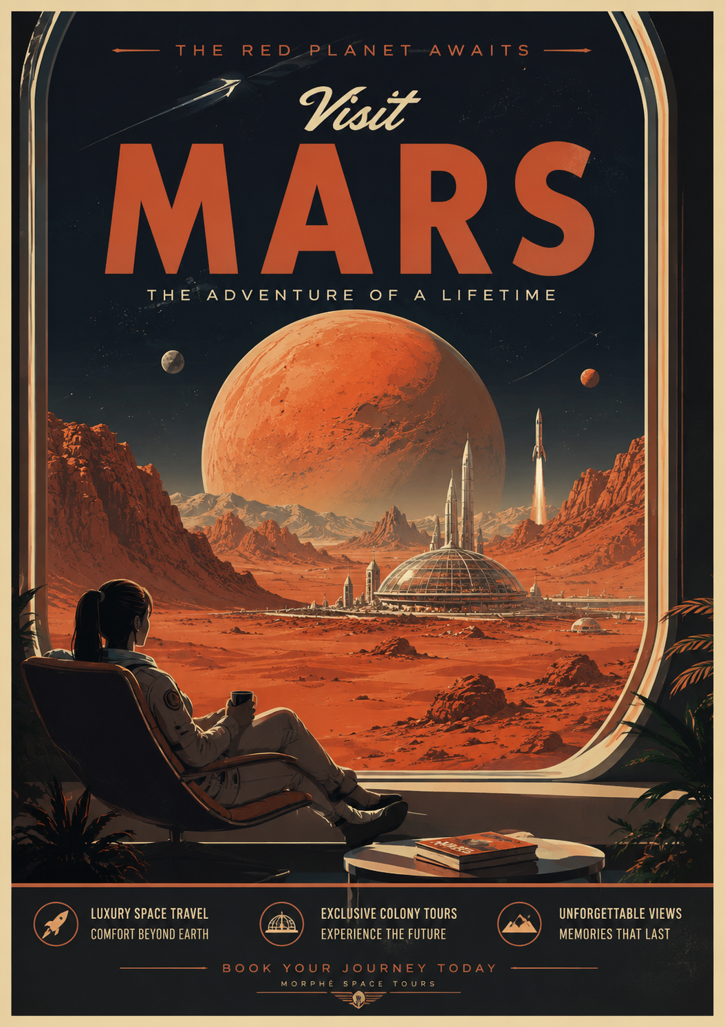 Visit Mars. The Adventure of a Lifetime – Space Tourism Digital Print Preview | Cinematic Wall Art | Morphē Studio
