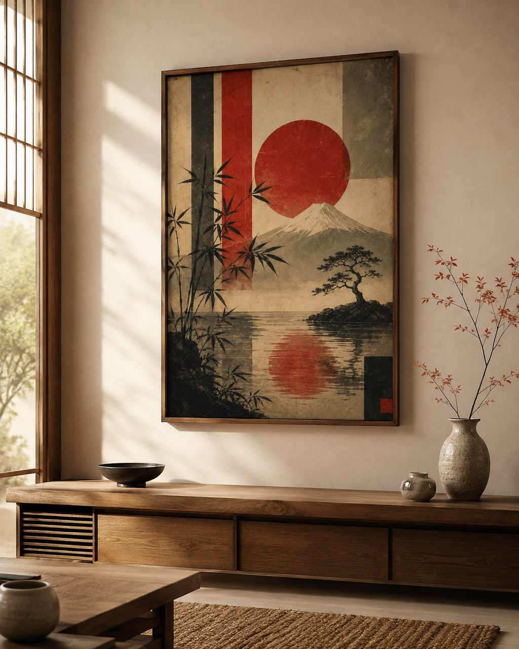 Washi Horizon Japanese Art Print – Framed Wall Art Mockup | Morphē Studio