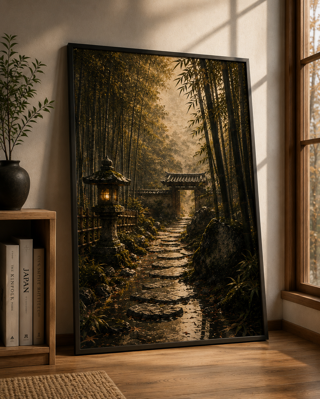 Whispering Bamboo Japanese Art Print – Framed Wall Art Mockup | Morphē Studio