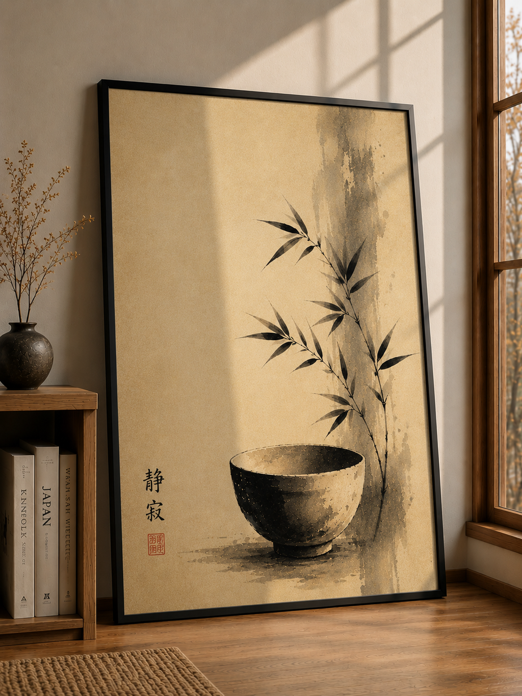 Zen Bowl Japanese Art Print – Framed Wall Art Mockup | Morphē Studio
