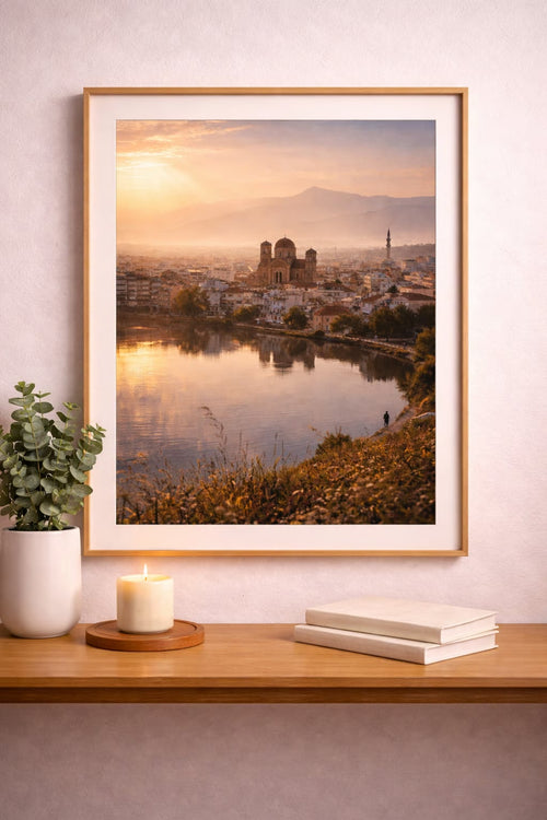 Agrinio cinematic poster Greek city wall art instant download