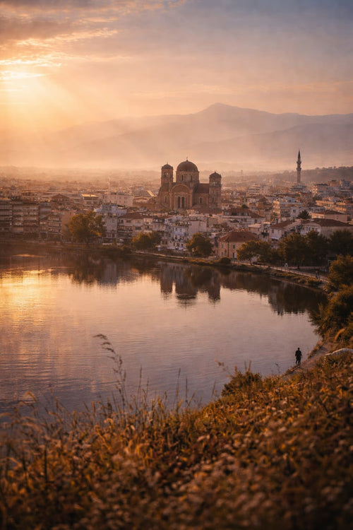 Agrinio cinematic poster Greek city wall art instant download