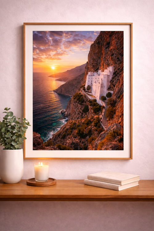 Amorgos cinematic poster Greek island wall art instant download