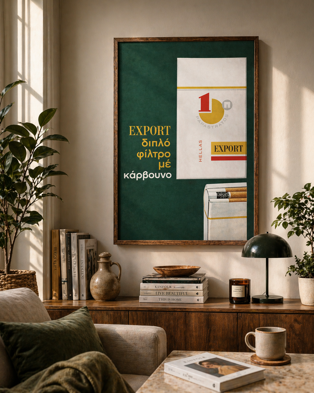Assos Export Cigarettes Greek Vintage Ad Poster Framed Wall Art Living Room Decor