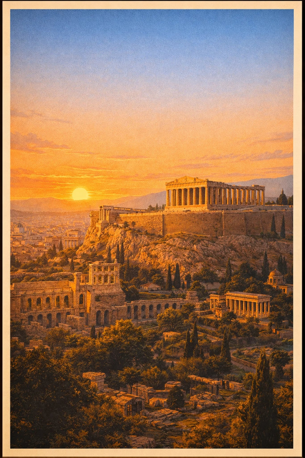 Athens vintage travel poster Greek city wall art instant download