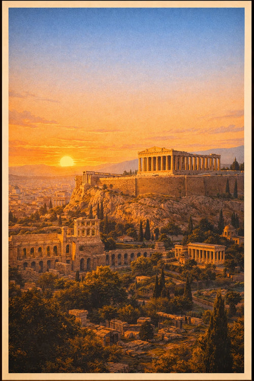 Athens vintage travel poster Greek city wall art instant download