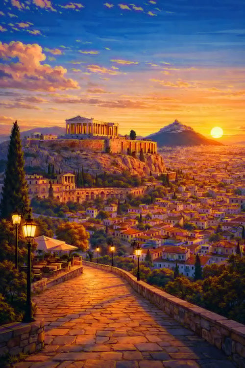 Athens vintage Greek city poster wall art instant download