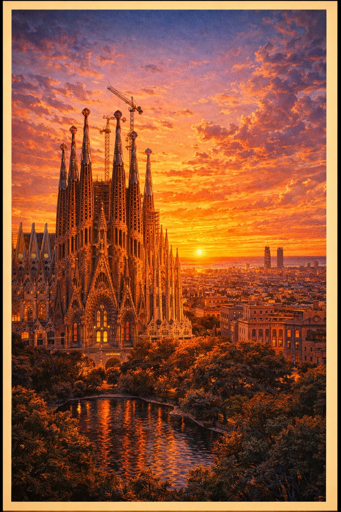 Barcelona vintage travel poster printable wall art instant download