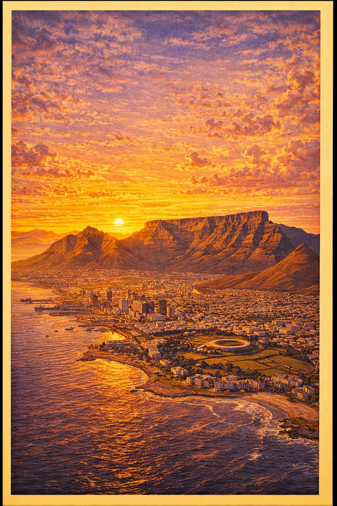 Cape Town vintage travel poster printable wall art instant download