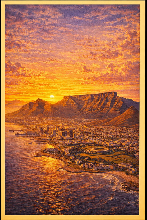 Cape Town vintage travel poster printable wall art instant download