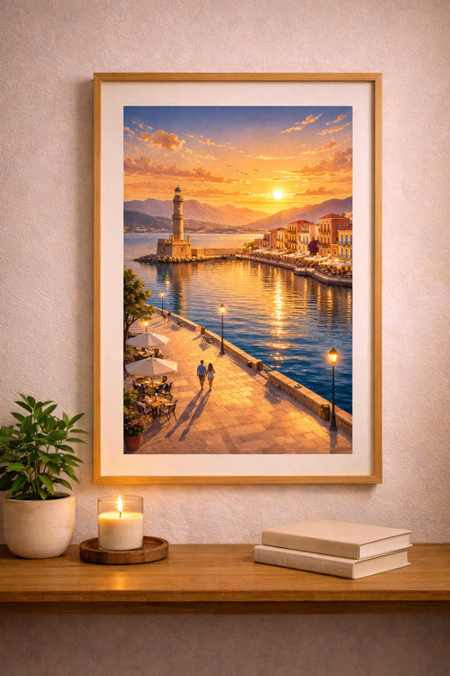 Chania vintage Greek city poster wall art instant download