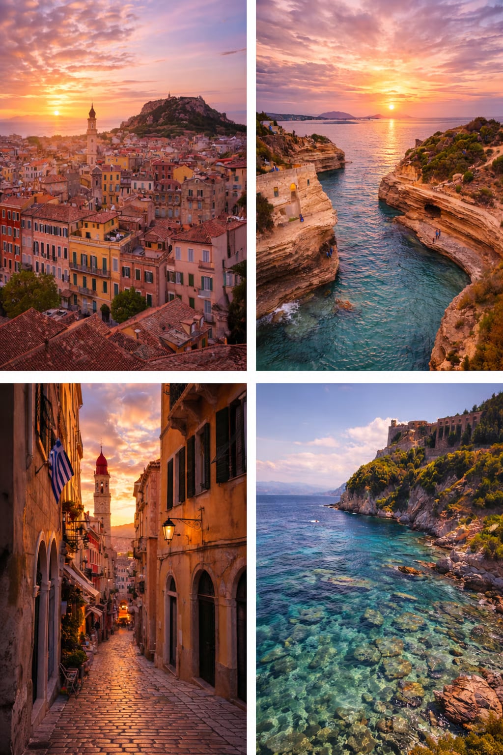 Corfu cinematic poster Greek island wall art instant download