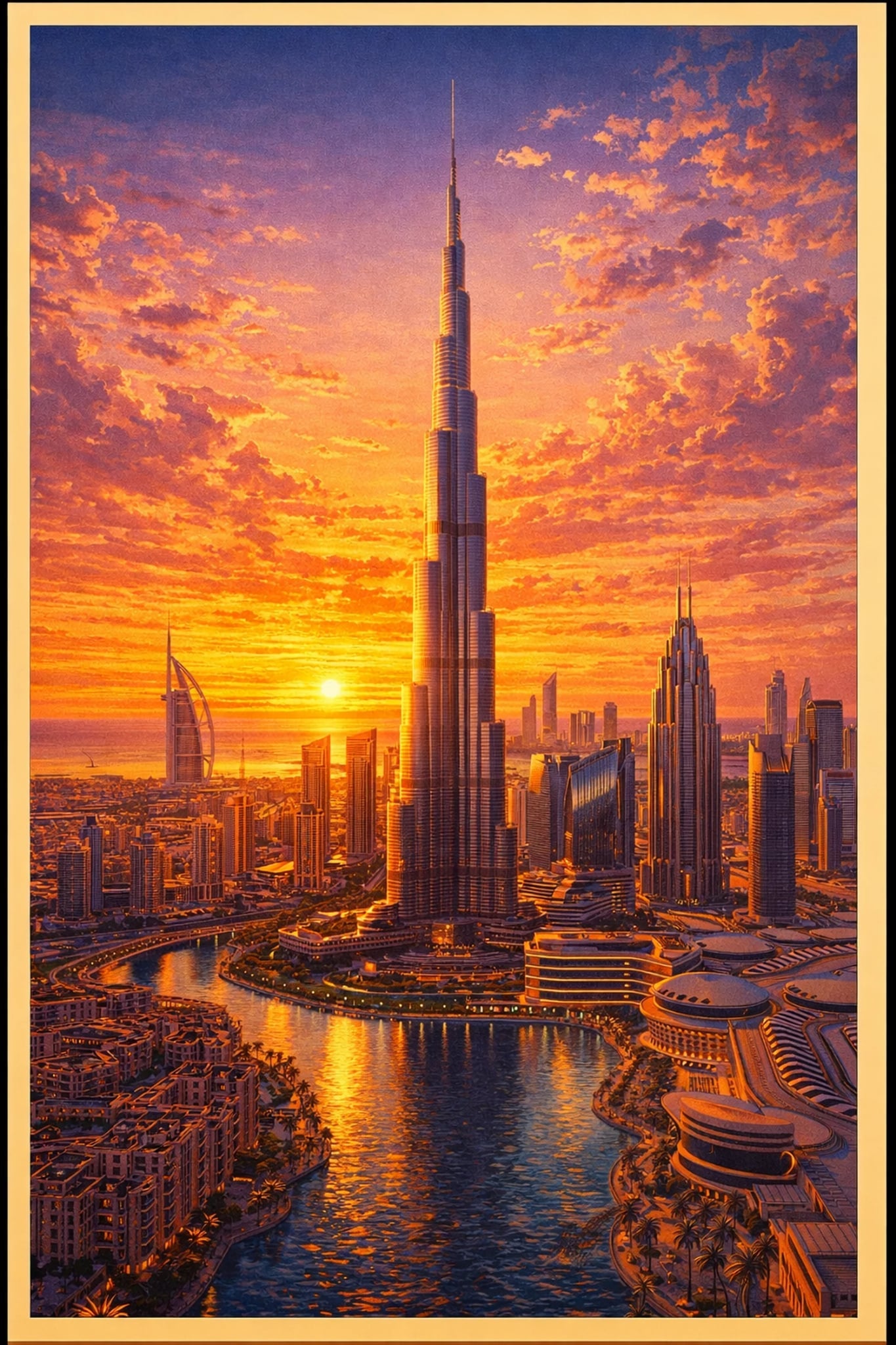 Dubai vintage travel poster printable wall art instant download