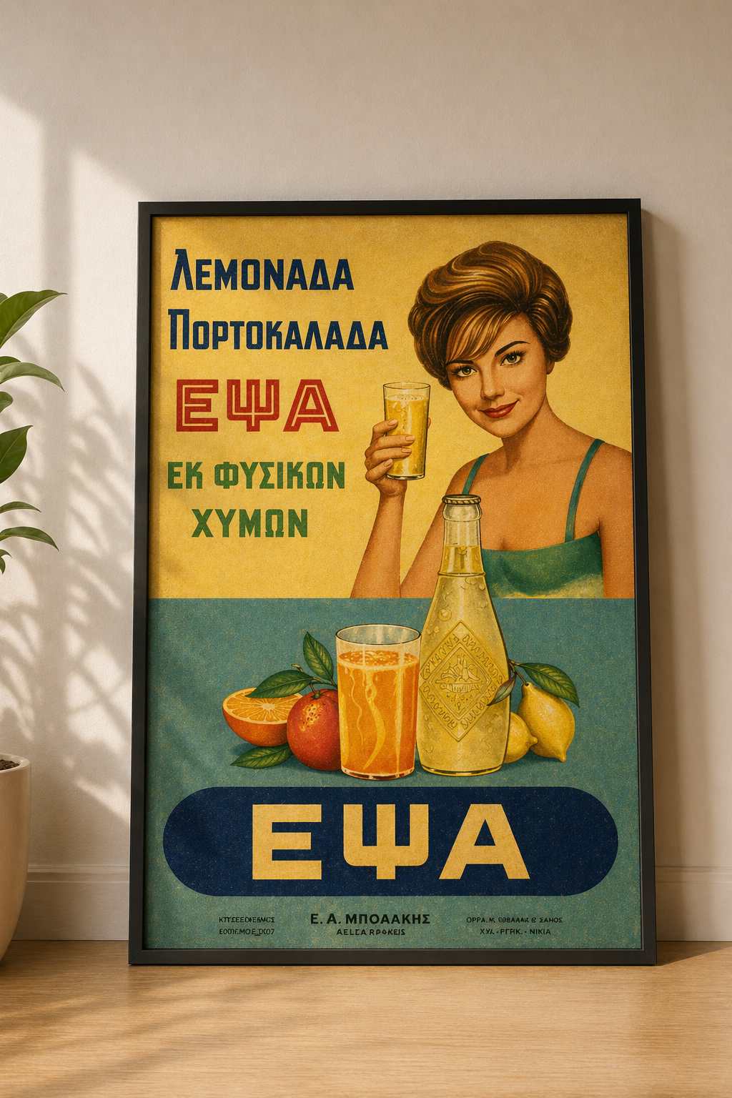 EPSA Refreshments Greek Vintage Ad - Printable Wall Art Poster
