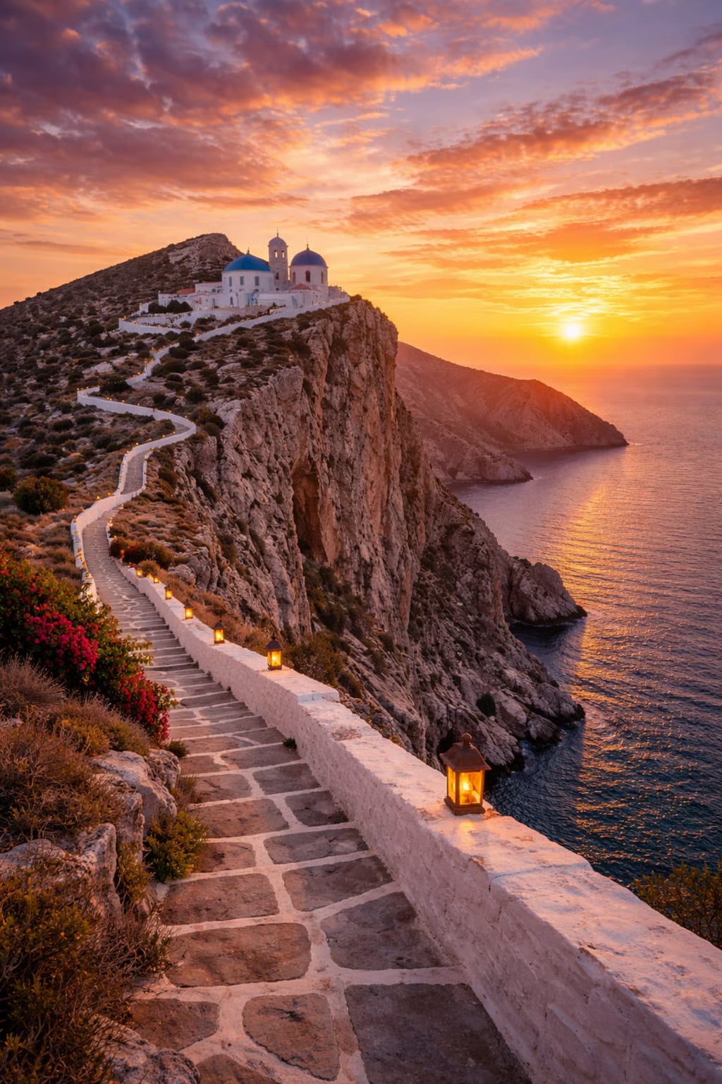 Folegandros cinematic poster Greek island wall art instant download