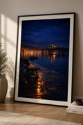 Ioannina by Night cinematic poster in a modern interior frame – Morphē Studio wall art print

