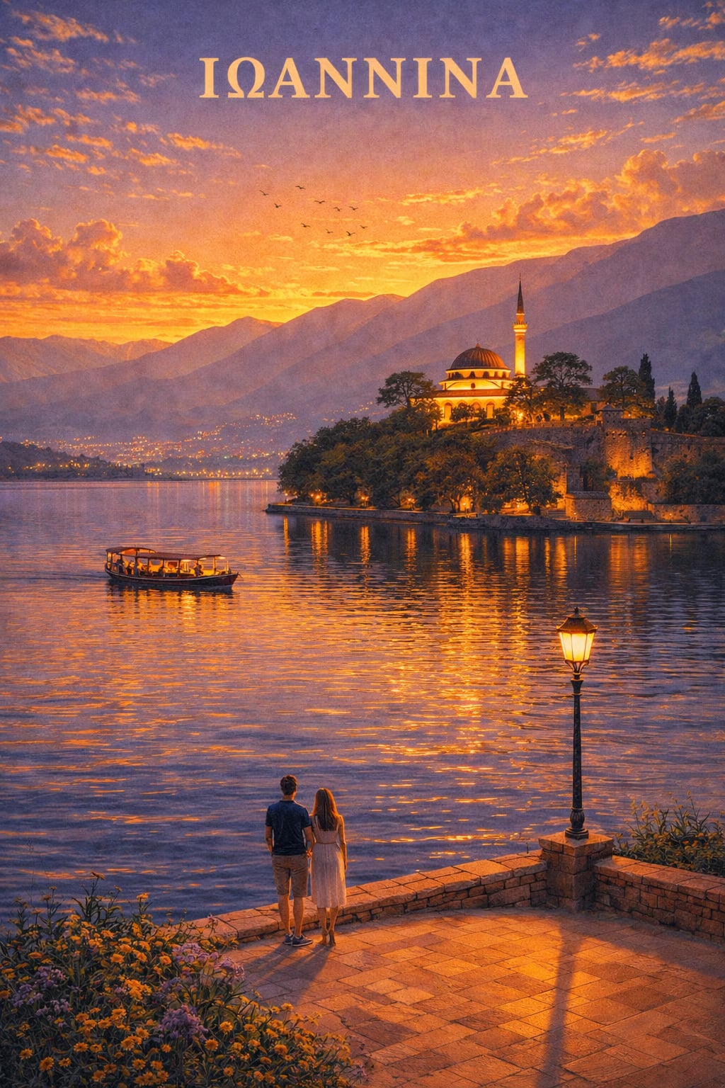 Ioannina vintage Greek city poster wall art instant download