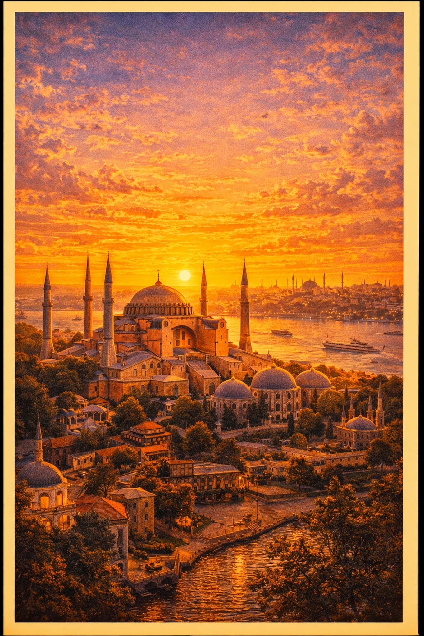 Istanbul vintage travel poster printable wall art instant download