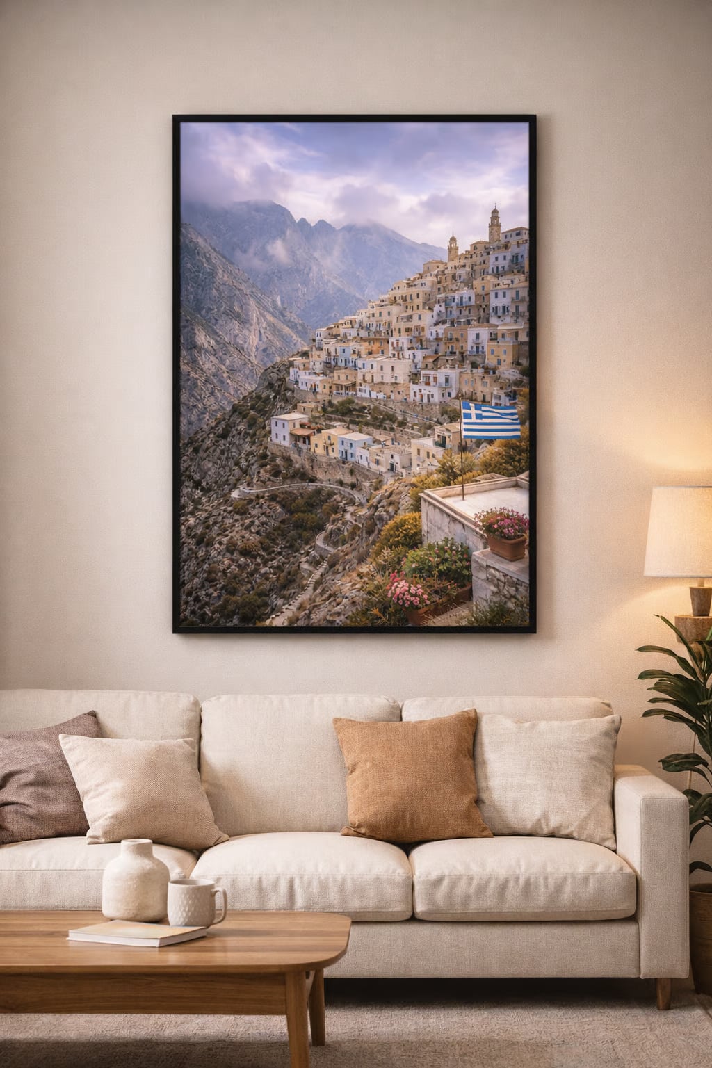 Karpathos cinematic poster mockup – printable Greek island wall art, high-resolution 300 DPI instant download
