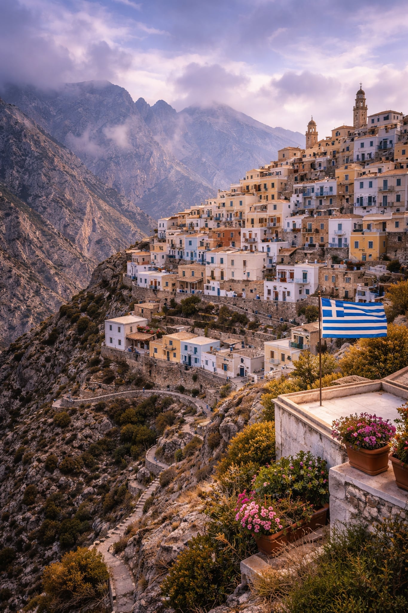 Karpathos cinematic poster preview – film-inspired illustration of Karpathos Greece, digital download wall art

