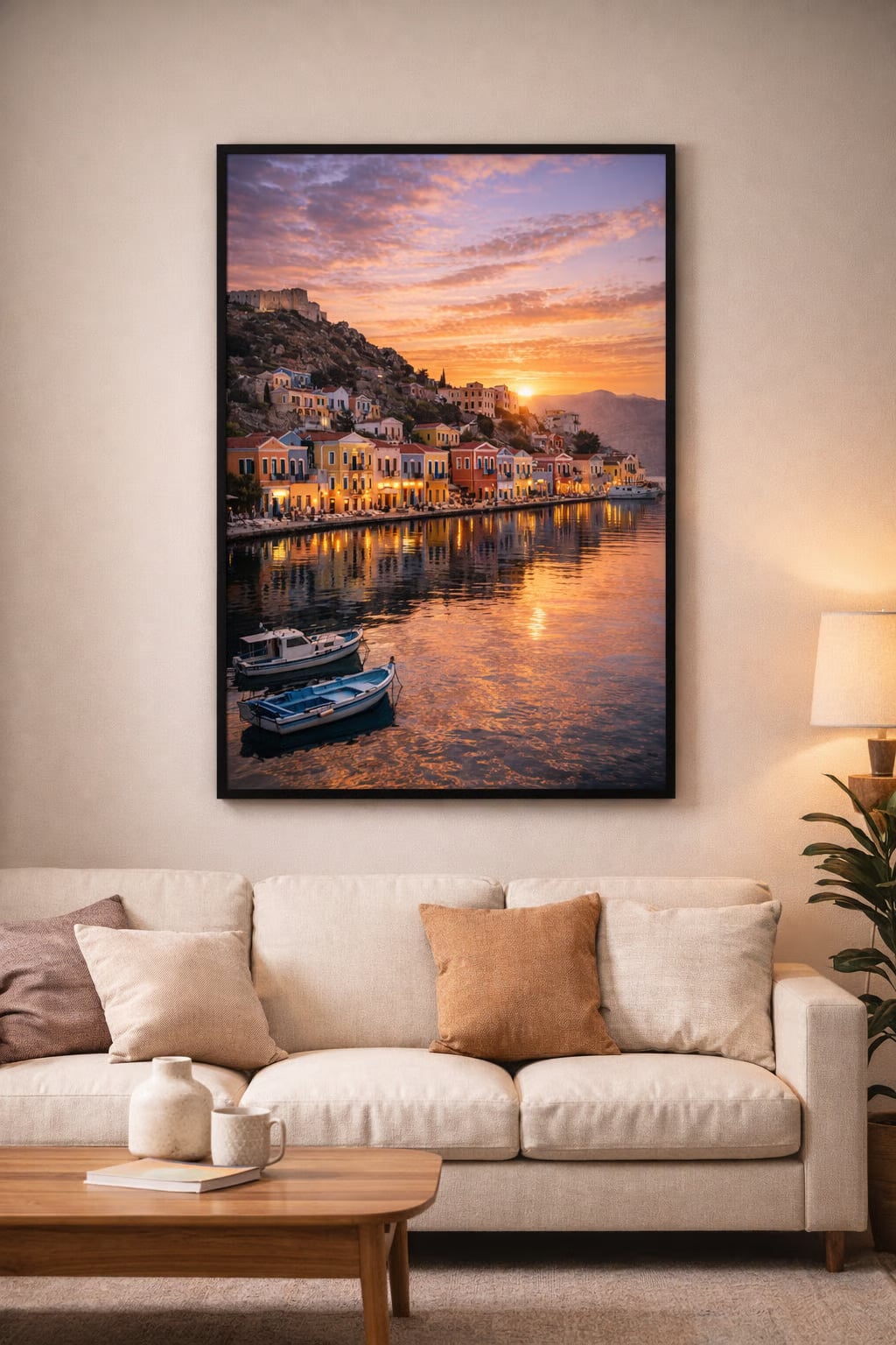 Kastellorizo cinematic poster mockup – printable Greek island wall art, high-resolution 300 DPI instant download

