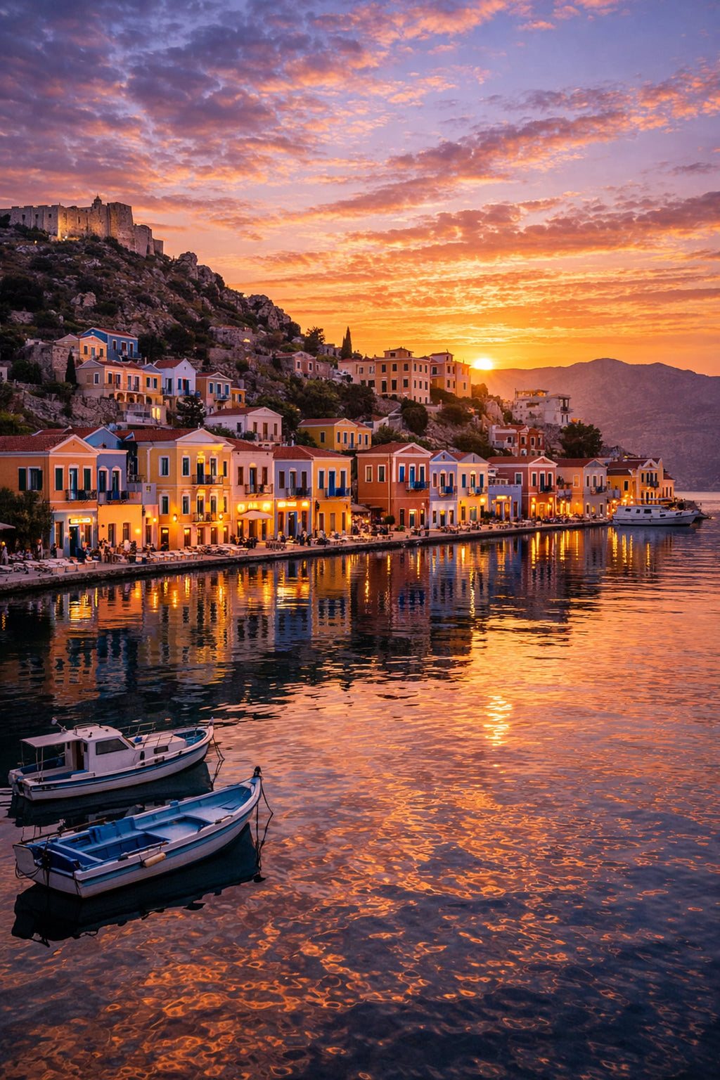Kastellorizo cinematic poster preview – film-inspired illustration of Kastellorizo Greece, digital download wall art

