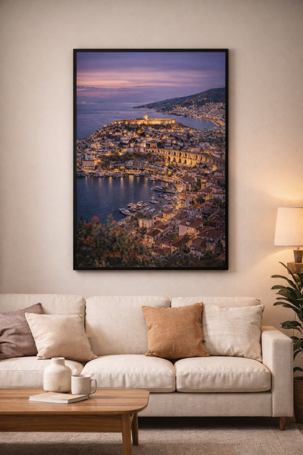 Kavala cinematic poster mockup – printable Greek city wall art, high-resolution 300 DPI instant download

