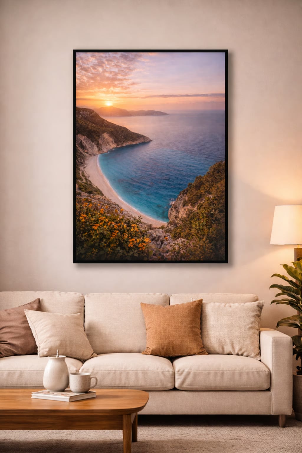 Kefalonia Greece poster print – printable wall art with dramatic cliffs and crystal clear Ionian sea