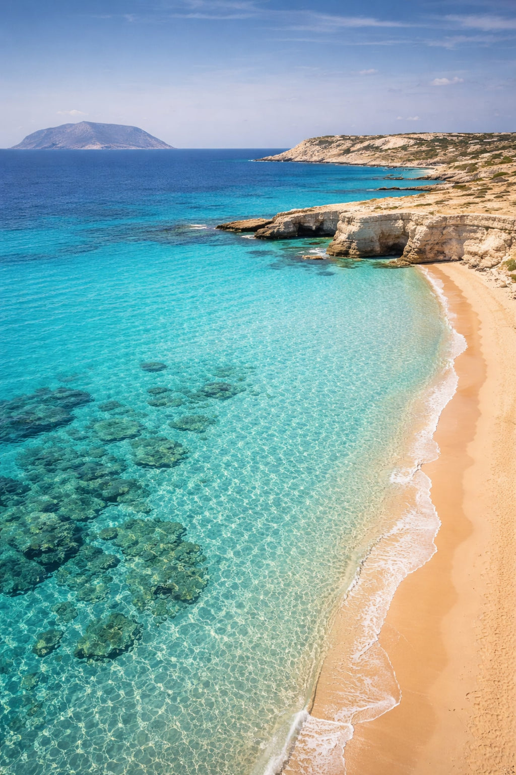 Koufonisia cinematic poster preview – film-inspired illustration of Koufonisia Greece, digital download wall art

