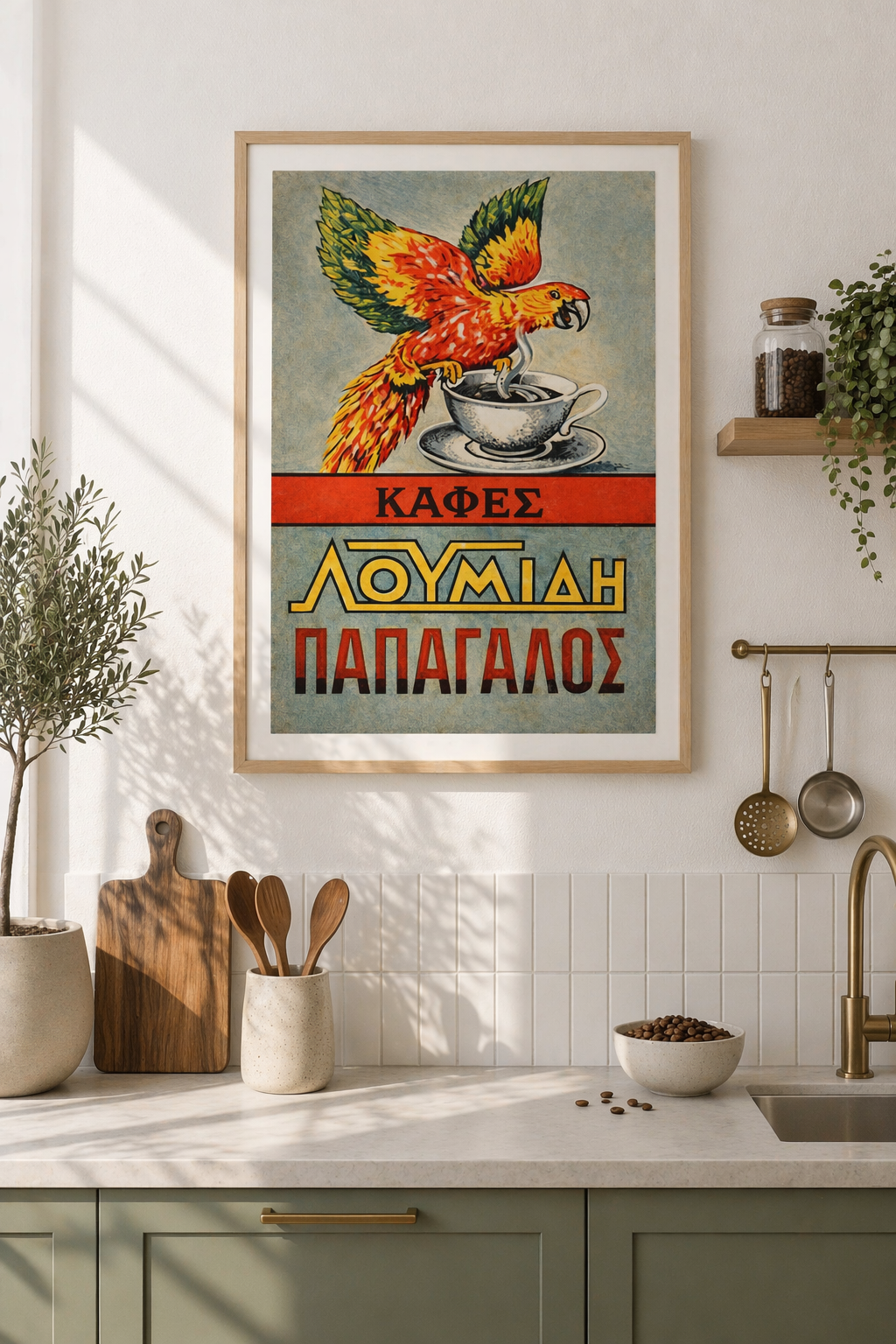 Loumidis Greek coffee vintage advertisement poster retro wall art instant download
