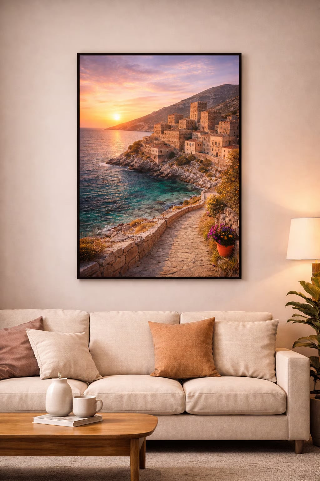 Mani Cinematic Poster mockup – framed printable wall art displayed in a modern interior, Morphē Studio

