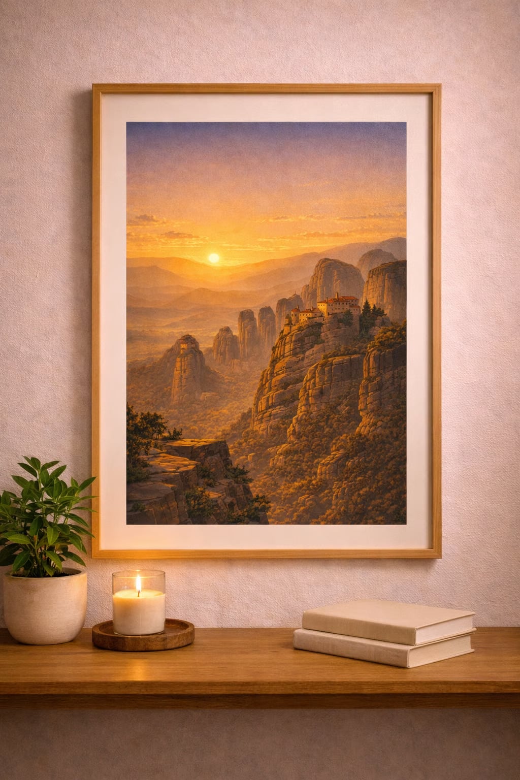 Meteora vintage Greek landmark poster wall art instant download