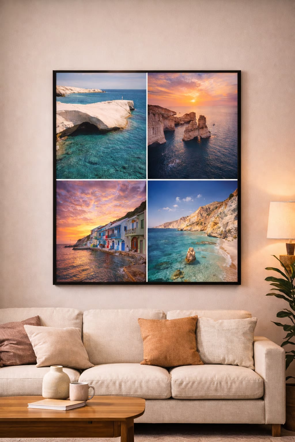 Milos Greece poster print – printable wall art with iconic white rock formations and crystal clear waters