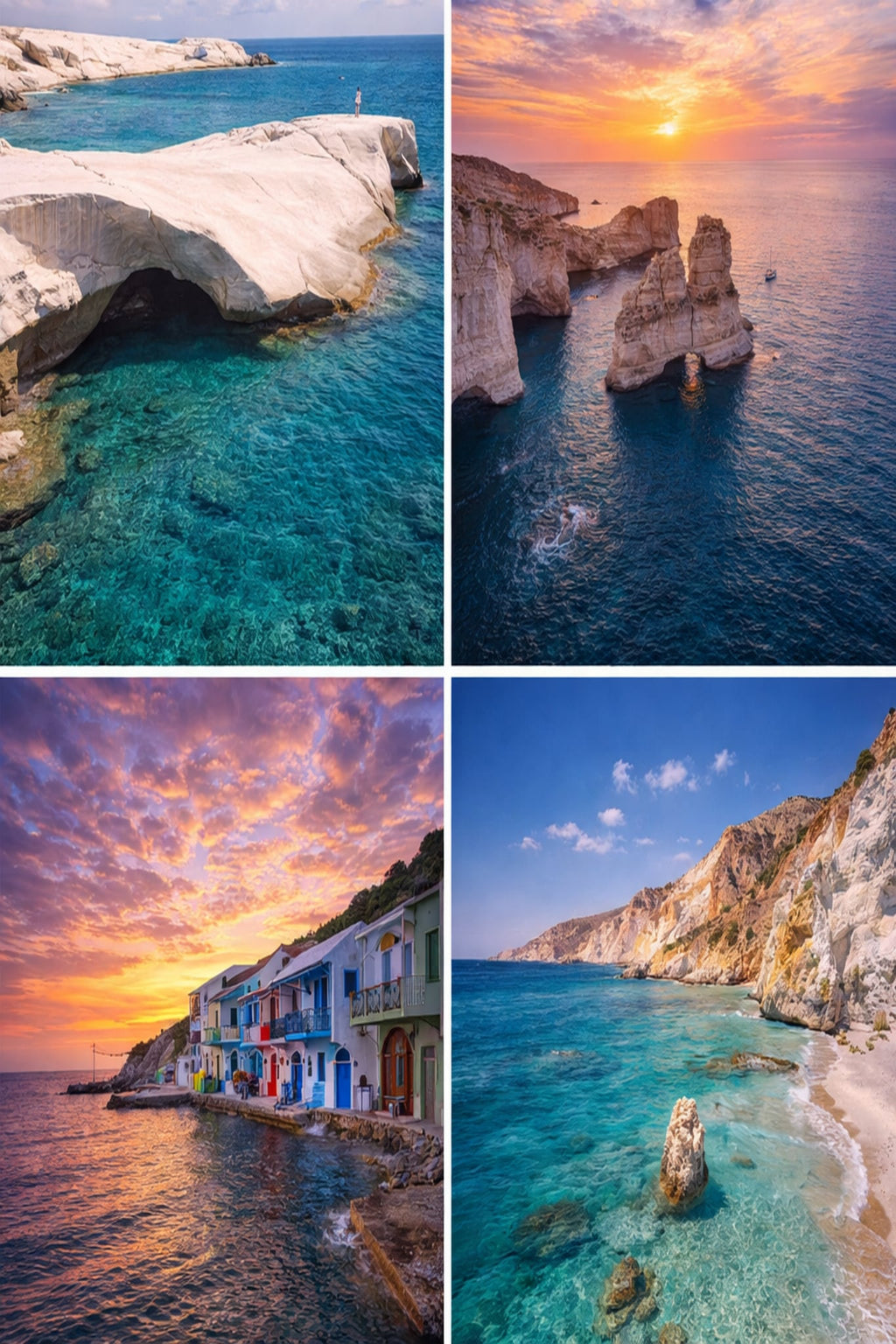 Milos Greece poster print – printable wall art with iconic white rock formations and crystal clear waters