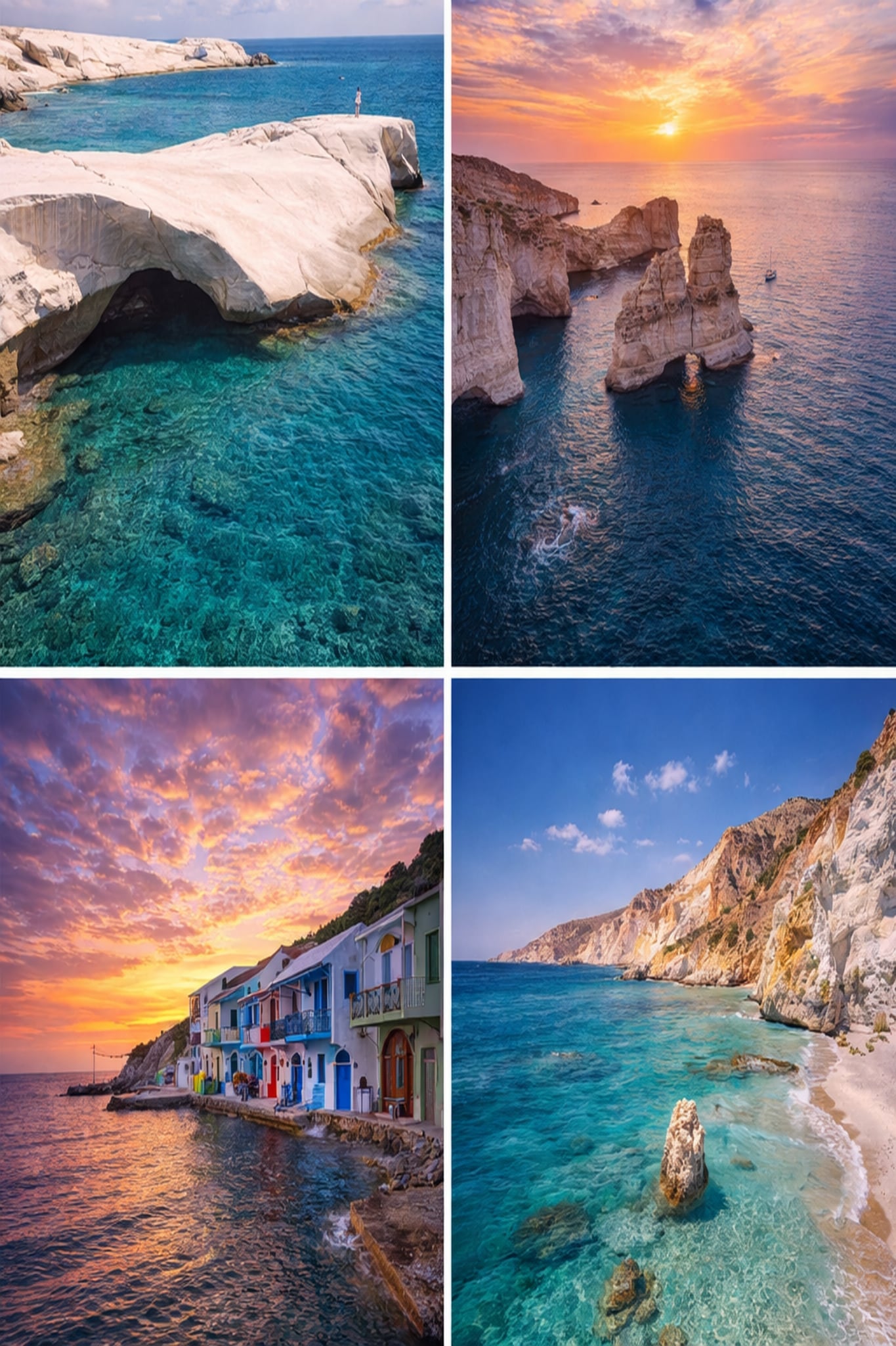 Milos Greece poster print – printable wall art with iconic white rock formations and crystal clear waters