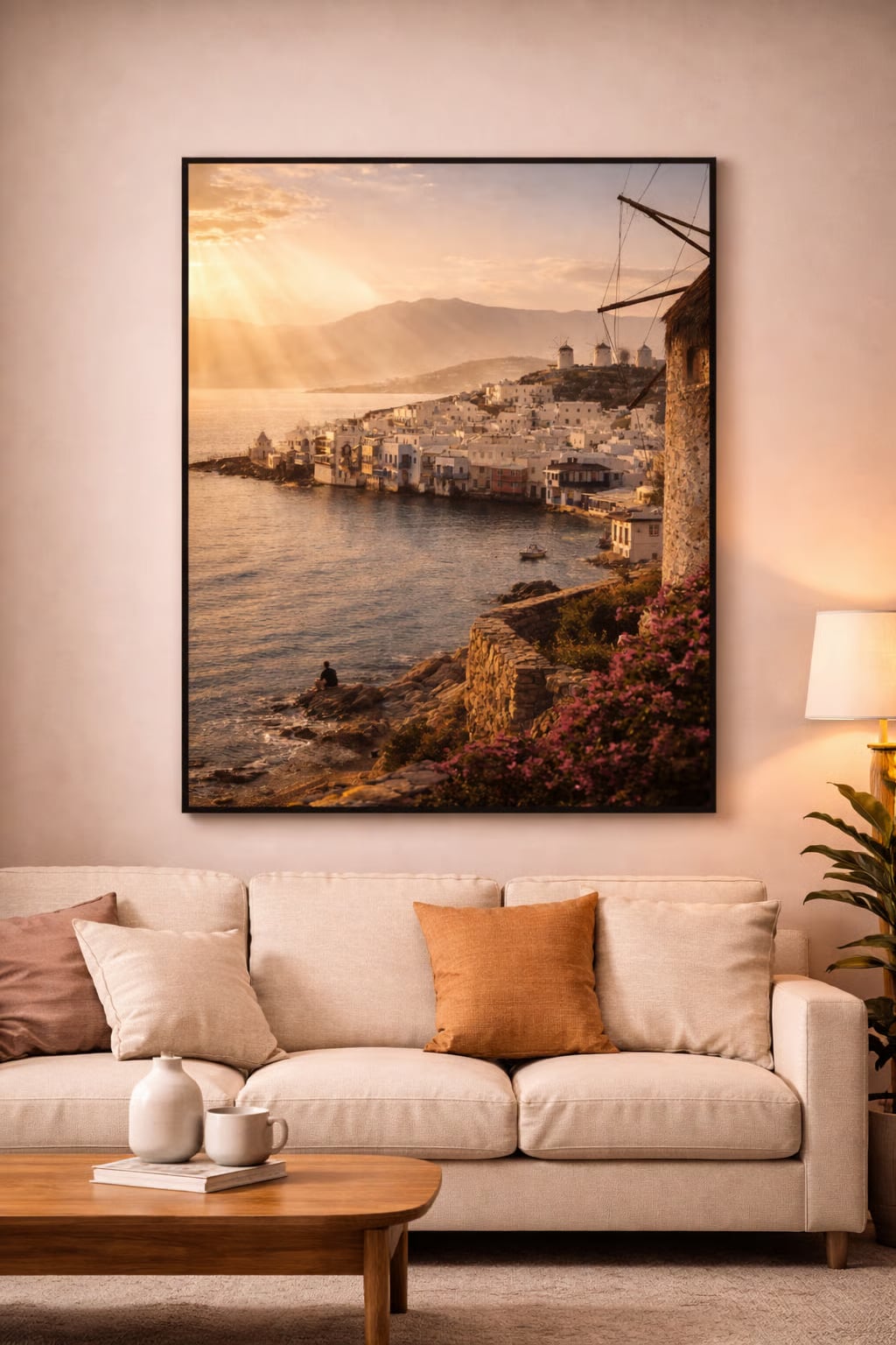 Mykonos poster print – printable wall art with Cycladic architecture and deep blue Aegean waters