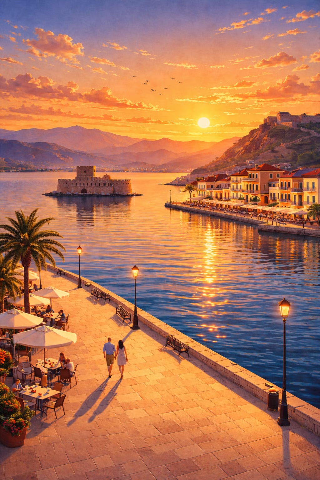 Nafplio vintage Greek city poster wall art instant download