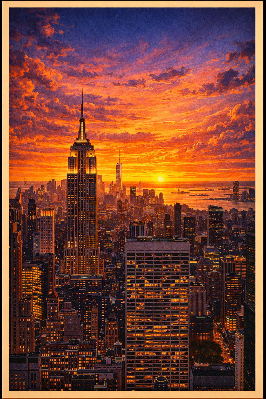 New York City vintage poster preview – original retro-style illustration of NYC, digital download wall art


