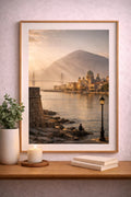 Patras Cinematic Poster mockup – framed printable wall art displayed in a modern interior, Morphē Studio
