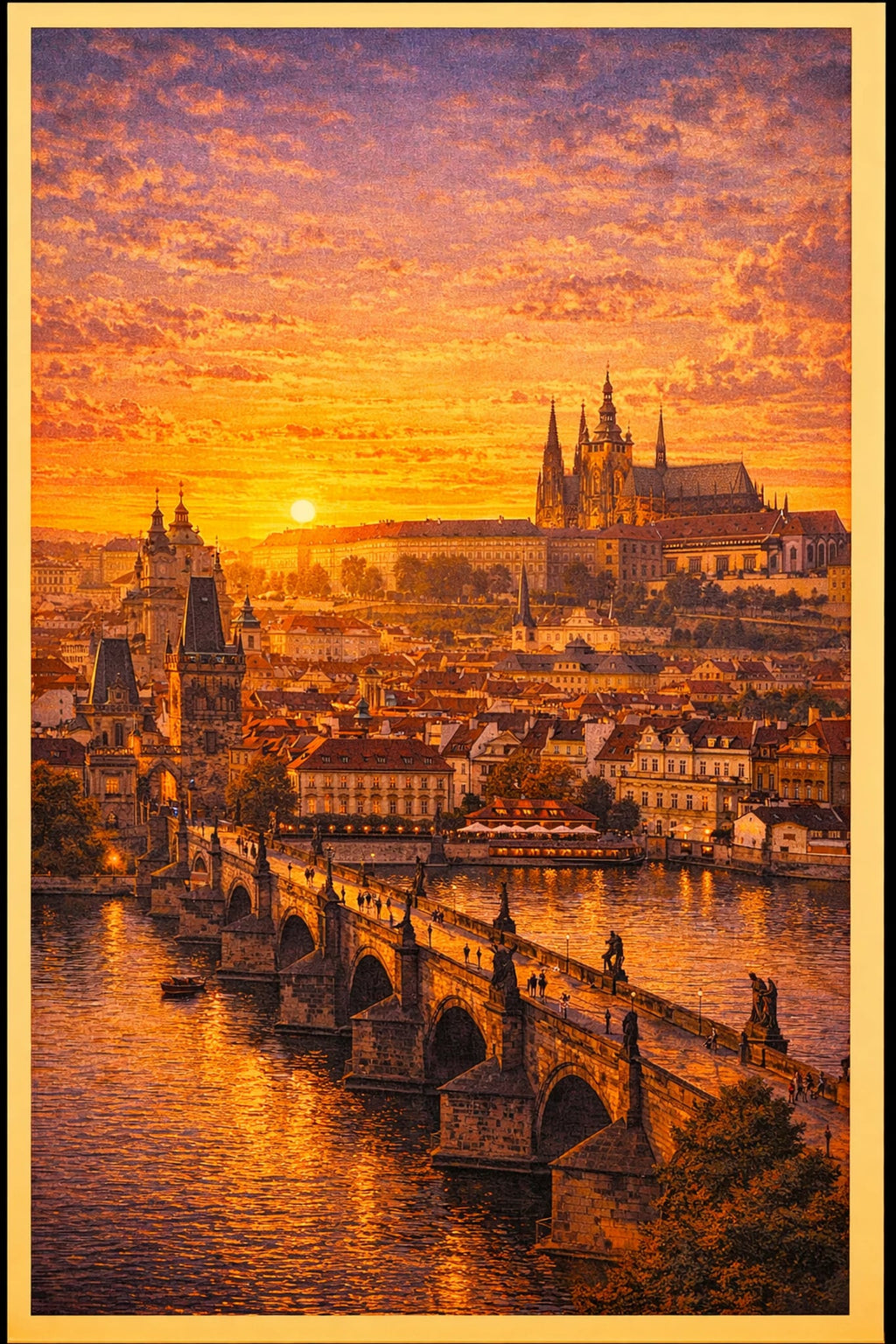 Prague vintage travel poster printable wall art instant download