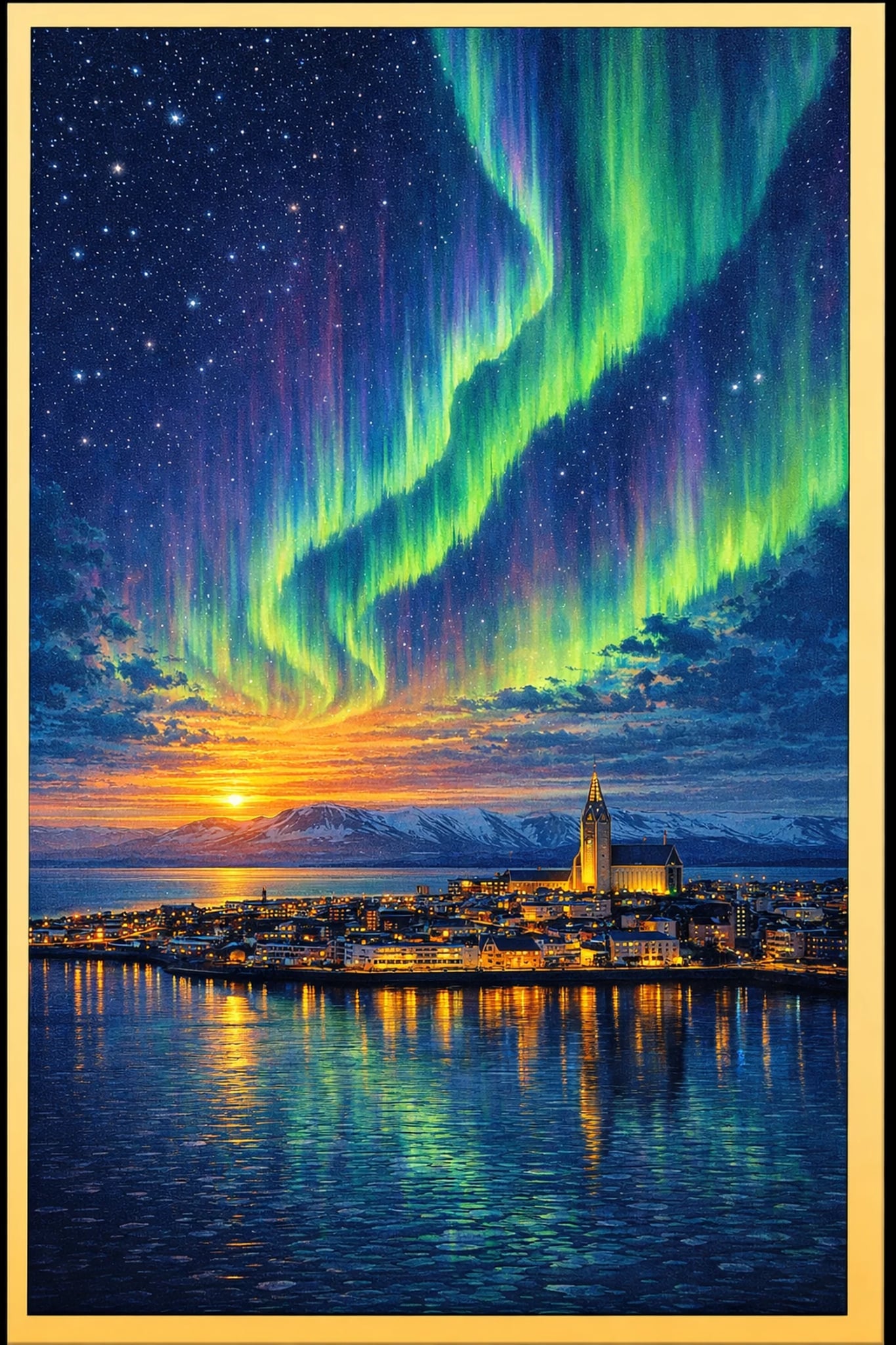 Reykjavik vintage travel poster printable wall art instant download