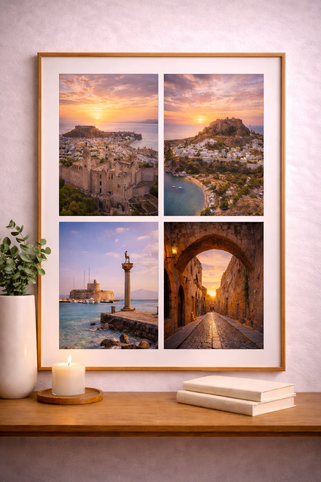 Rhodes Greece poster print – printable wall art with ancient Knights' Street and turquoise Mediterranean sea