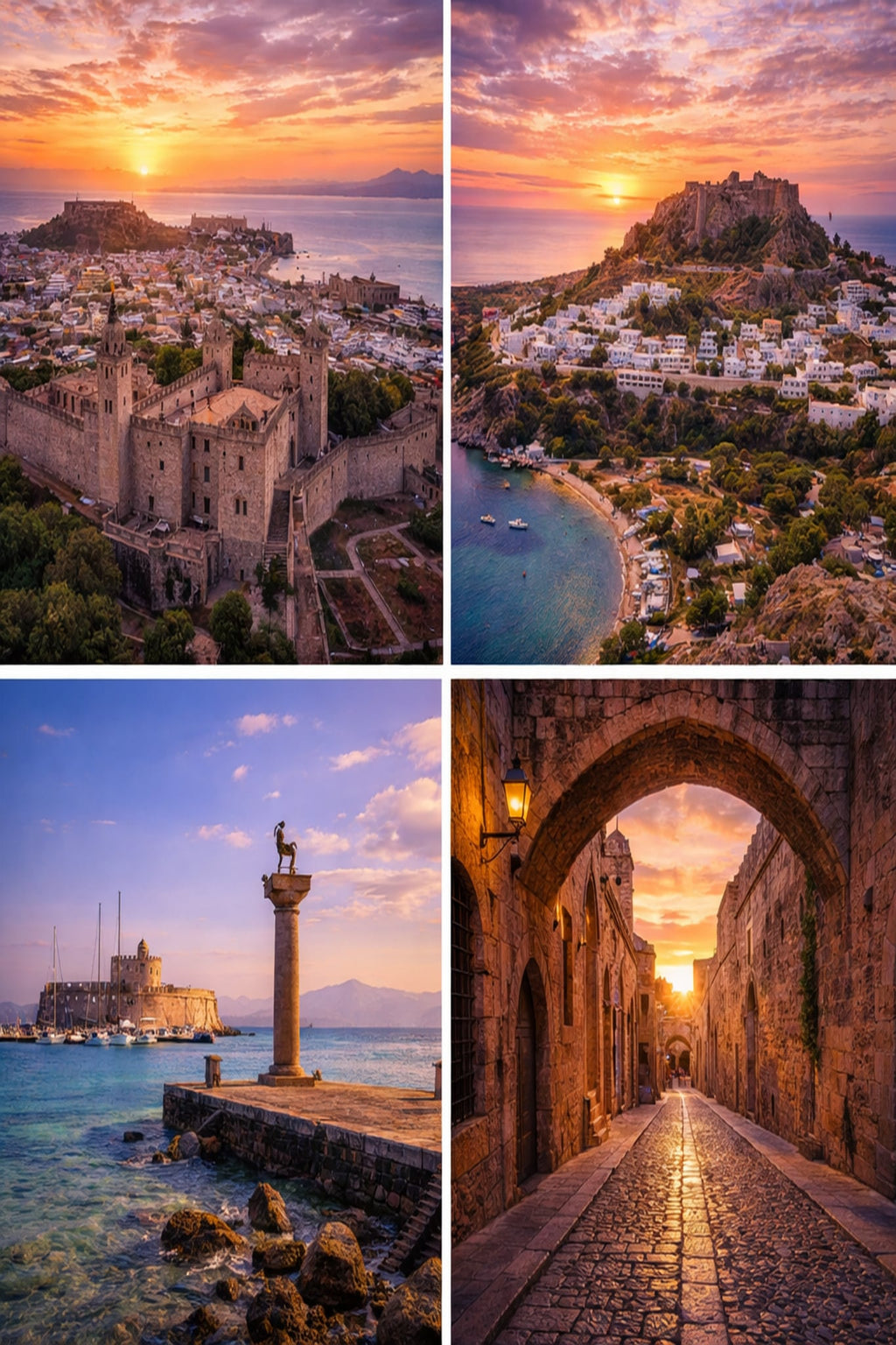 Rhodes Greece poster print – printable wall art with ancient Knights' Street and turquoise Mediterranean sea