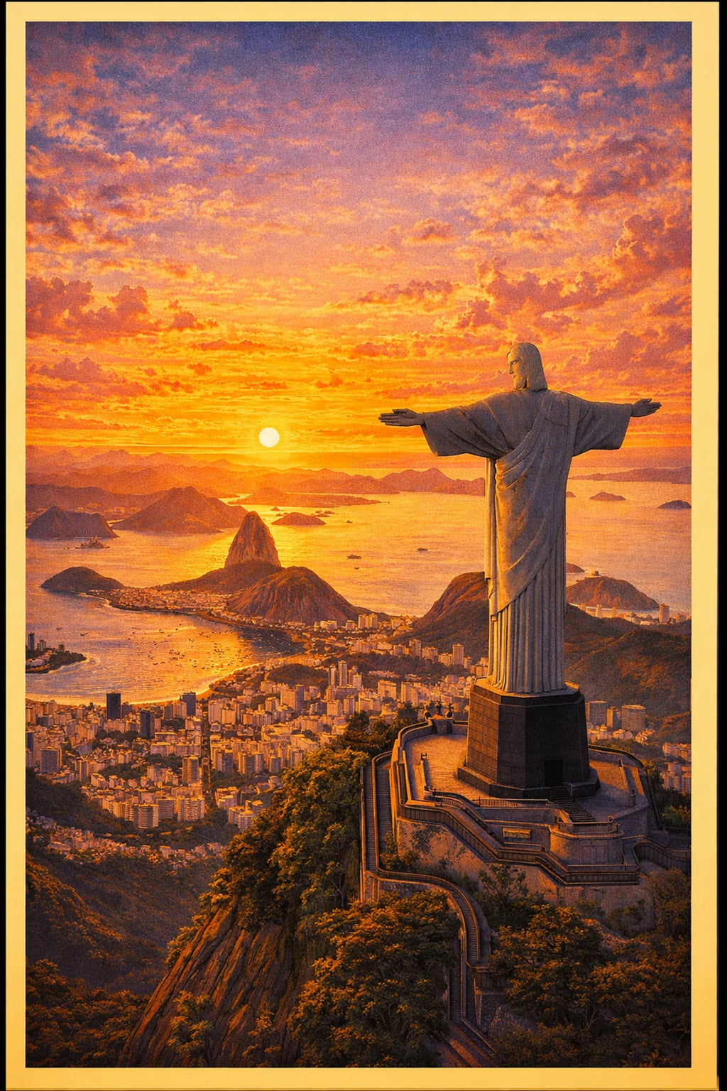 Rio de Janeiro vintage travel poster printable wall art instant download