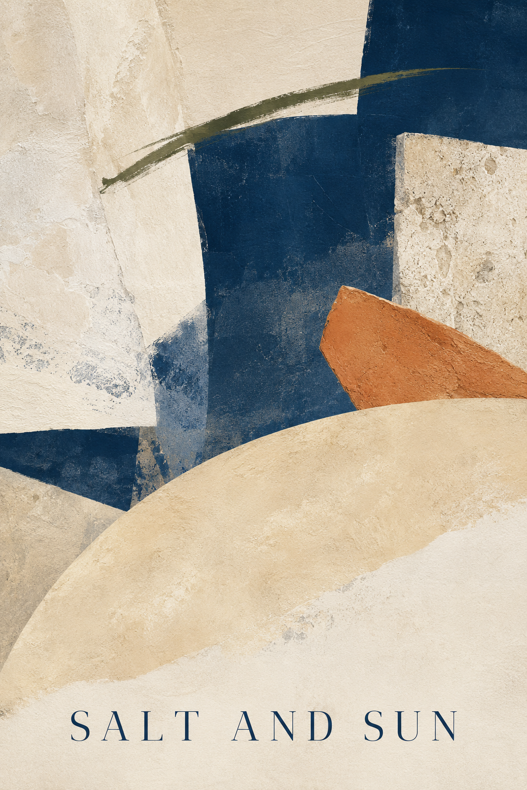 Salt and Sun | Printable Abstract Wall Art | Morphē Studio — bold abstract shapes in Aegean blue, sand and terracotta tones
