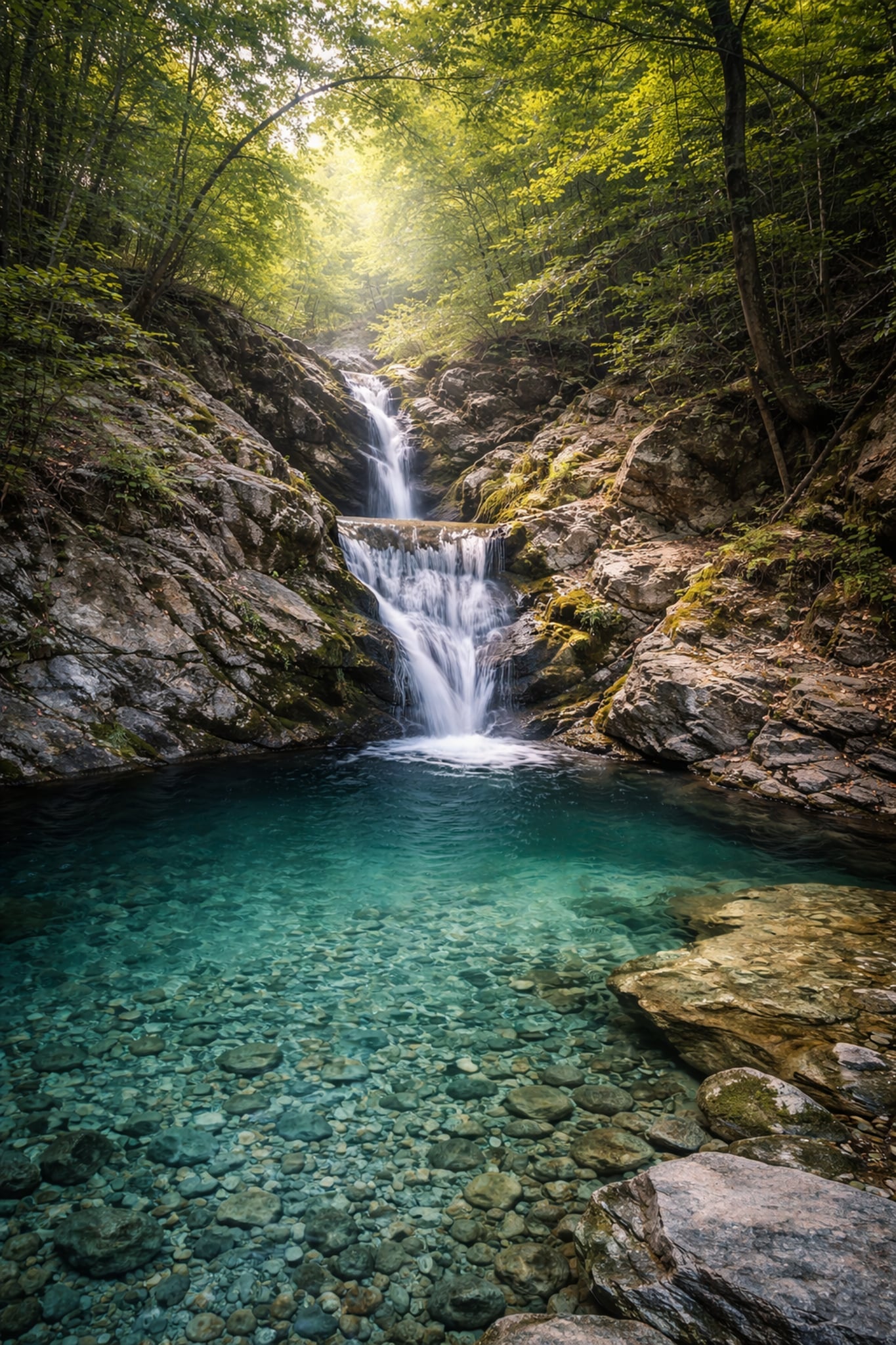 Samothraki Cinematic Poster preview – wild mountain landscape and waterfalls of Samothrace, North Aegean, high resolution 300 DPI instant digital download, Morphē Studio
