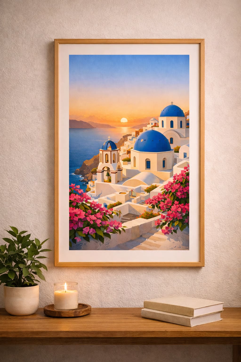 Santorini vintage travel poster Greek island wall art instant download