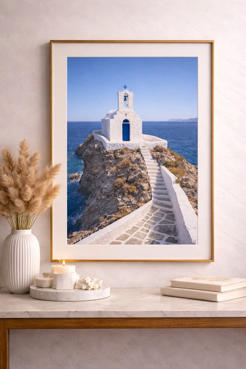 Sifnos Greece poster print – printable wall art with traditional Cycladic architecture and golden sunset light